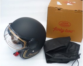 MOTOPŘILBA OTEVŘENÁ S PLEXISKLEM JAWA PÉRÁK ORIGINÁL - ČERNÁ/ZLATÉ PÍSMO